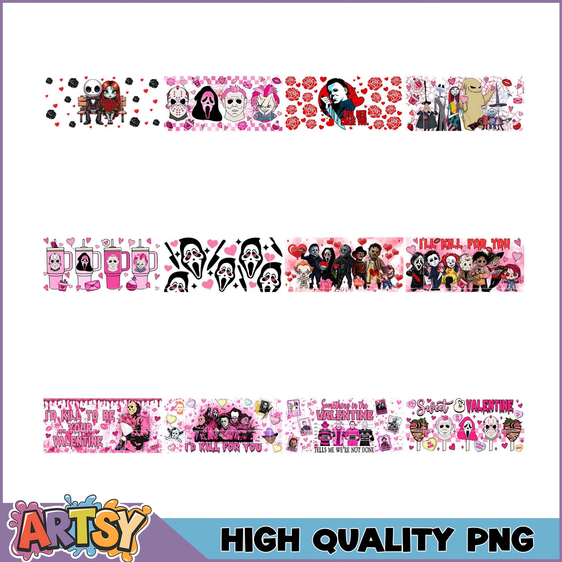 Valentine's Horror Movie PNG Bundle
