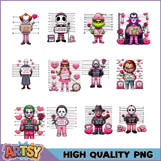 Valentine's Horror PNG Bundle High-Quality Images