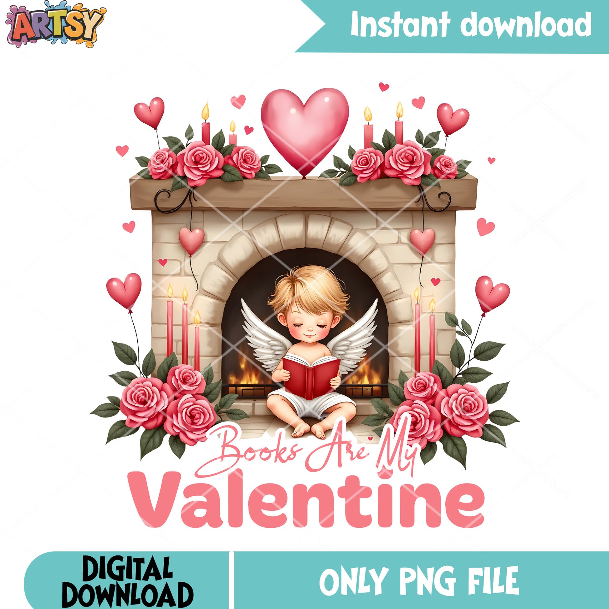 Valentine books poster png, valentine vibes png, valentine poster png