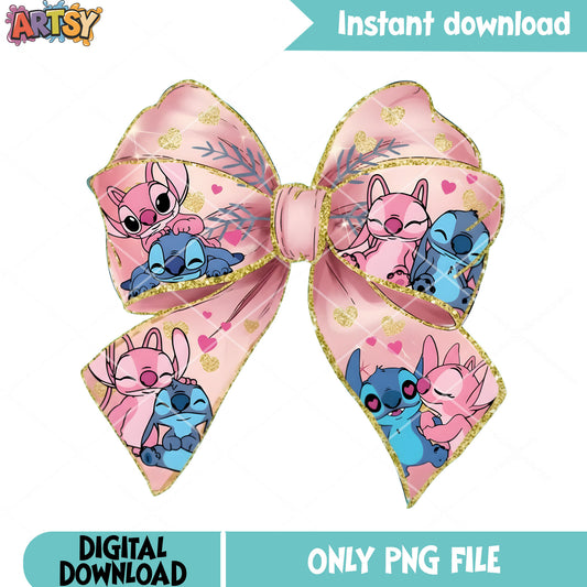 Valentine couple alien version png, valentine png, lilo and stitch png