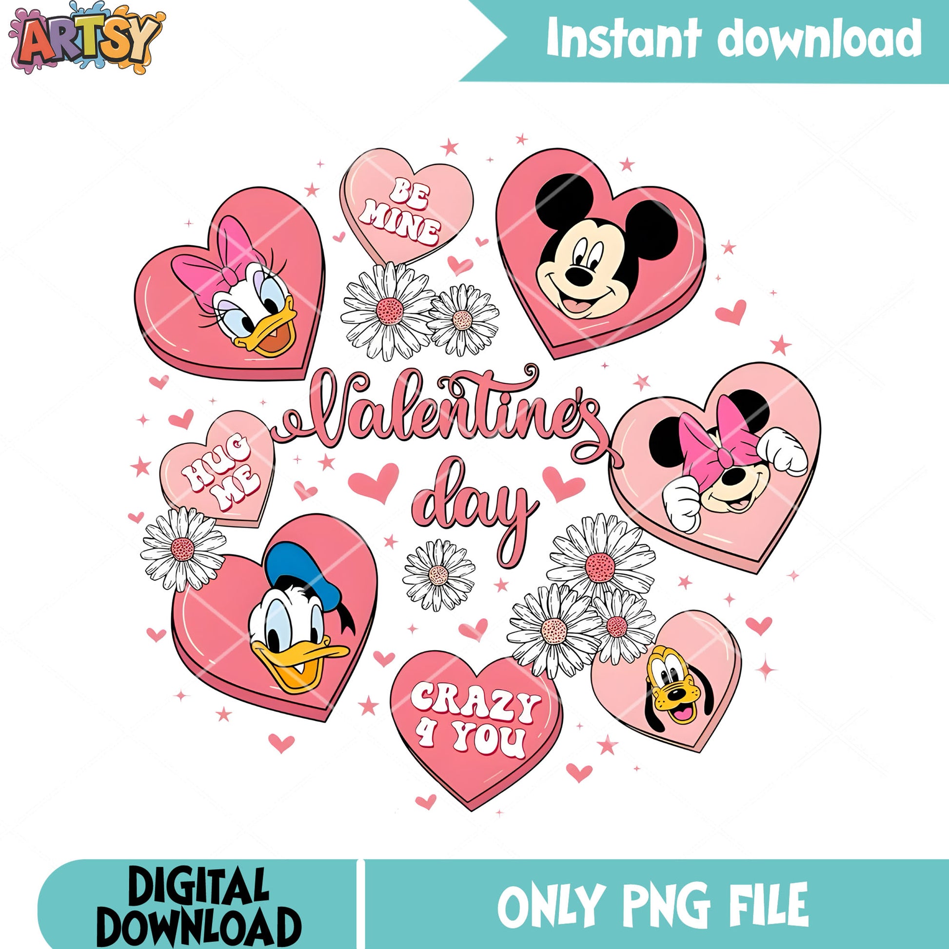 Valentine day mickey and friends png, love day png, disney valentine png