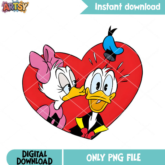 Valentine disney duck png, donald duck png, daisy duck png
