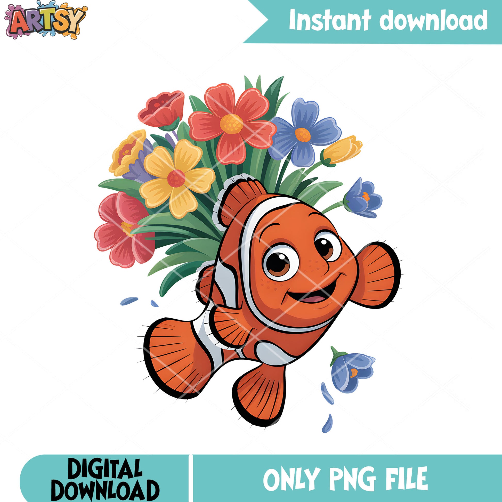 Valentine gifts for nemo png, clownfish marlin png, finding nemo png