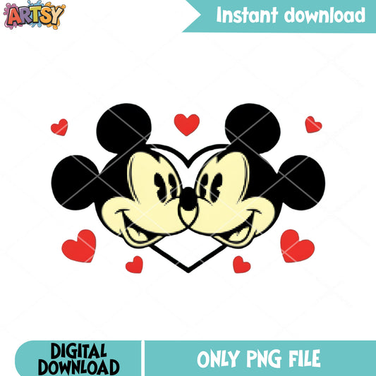 Valentine heart mickey design png, valentine day png, mickey mouse png