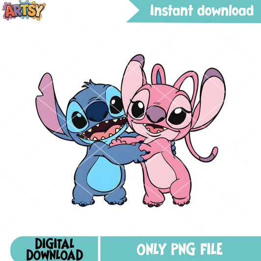 Valentine hug alien png, valentine poster png, disney valentine png