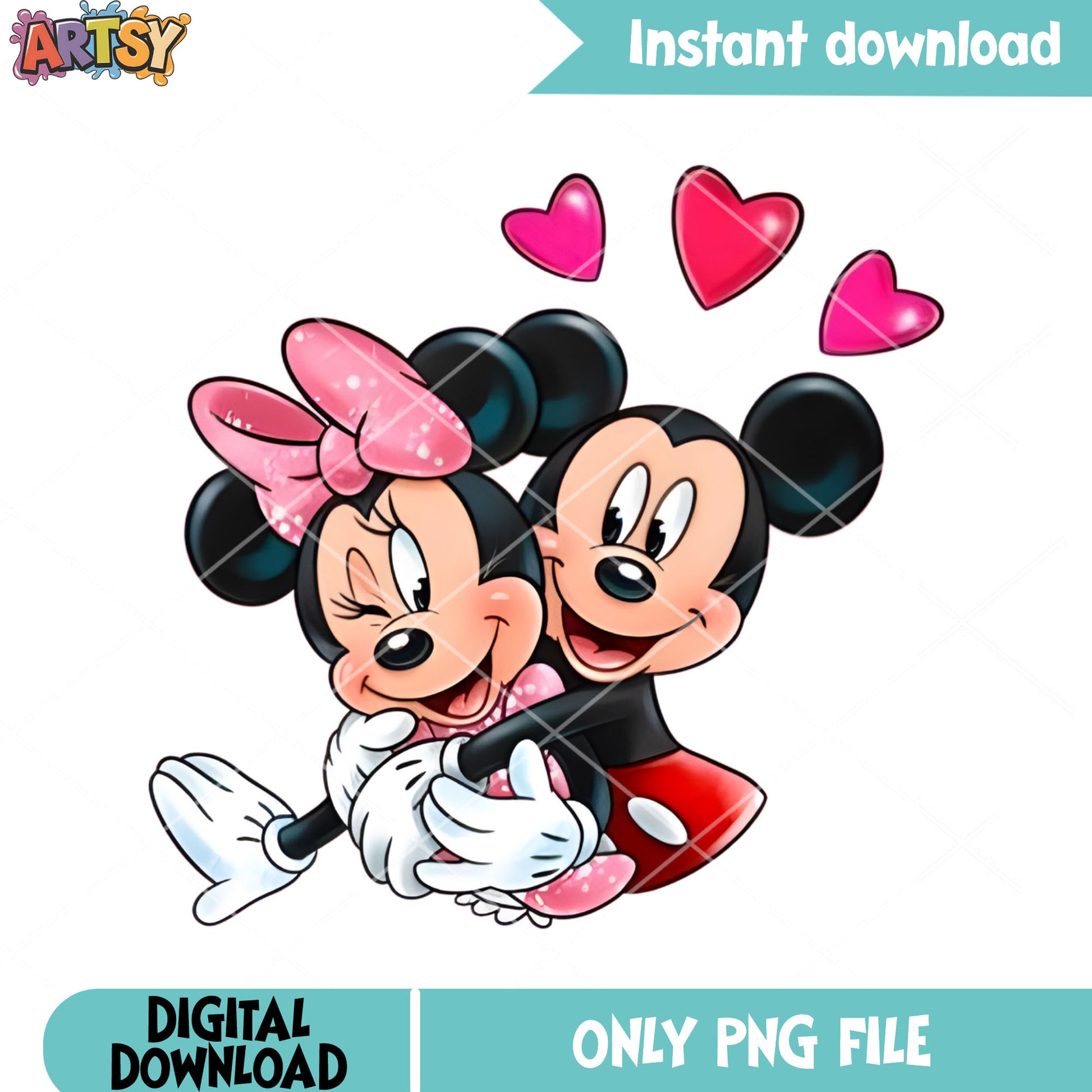 Valentine hug mickey minnie png, disney valentine png, valentine vibes png