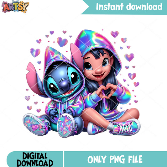 Valentine lilo stitch vibes png, valentine poster png, valentine vibes png