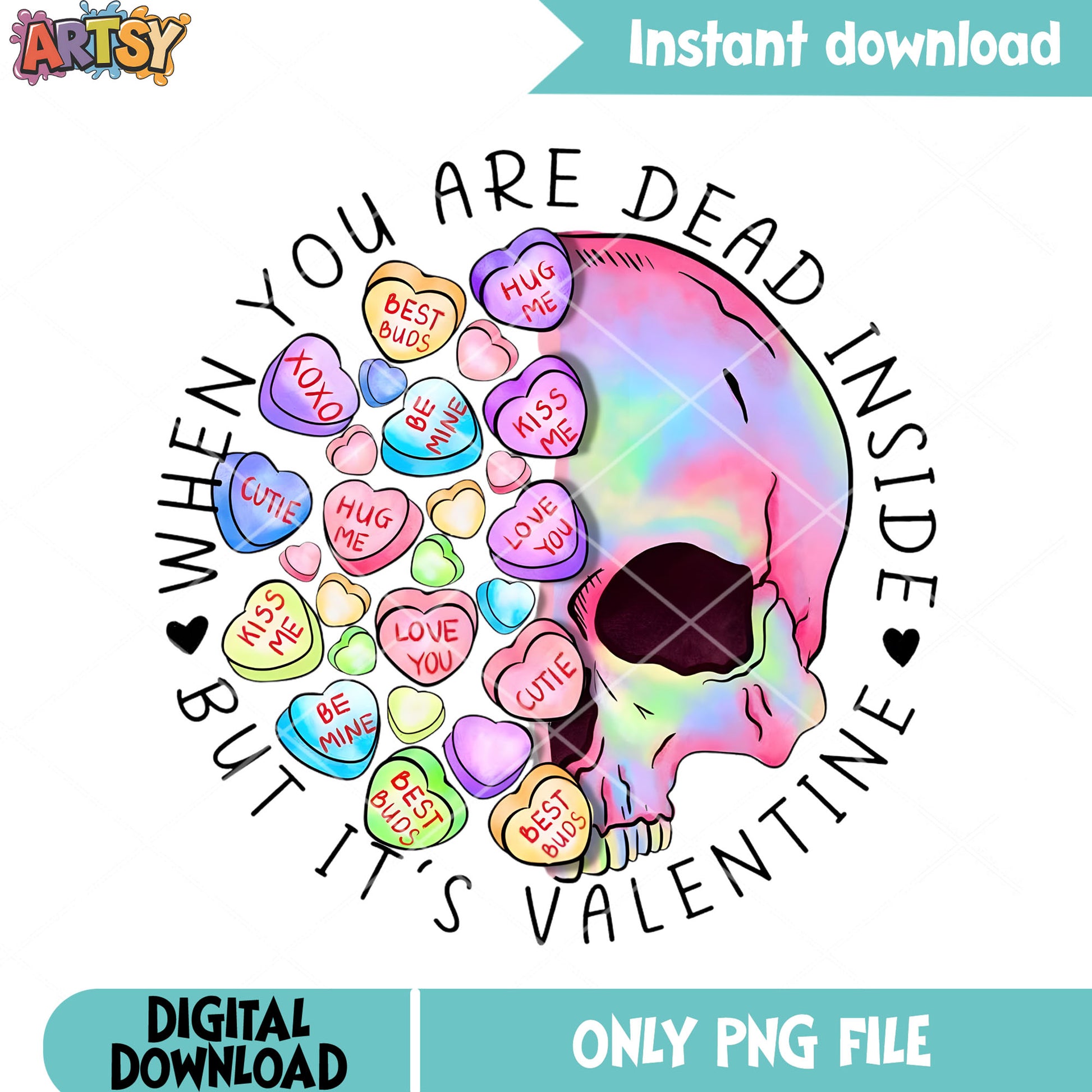 Valentine make me happy skull png, valentine day png, valentine vibes png