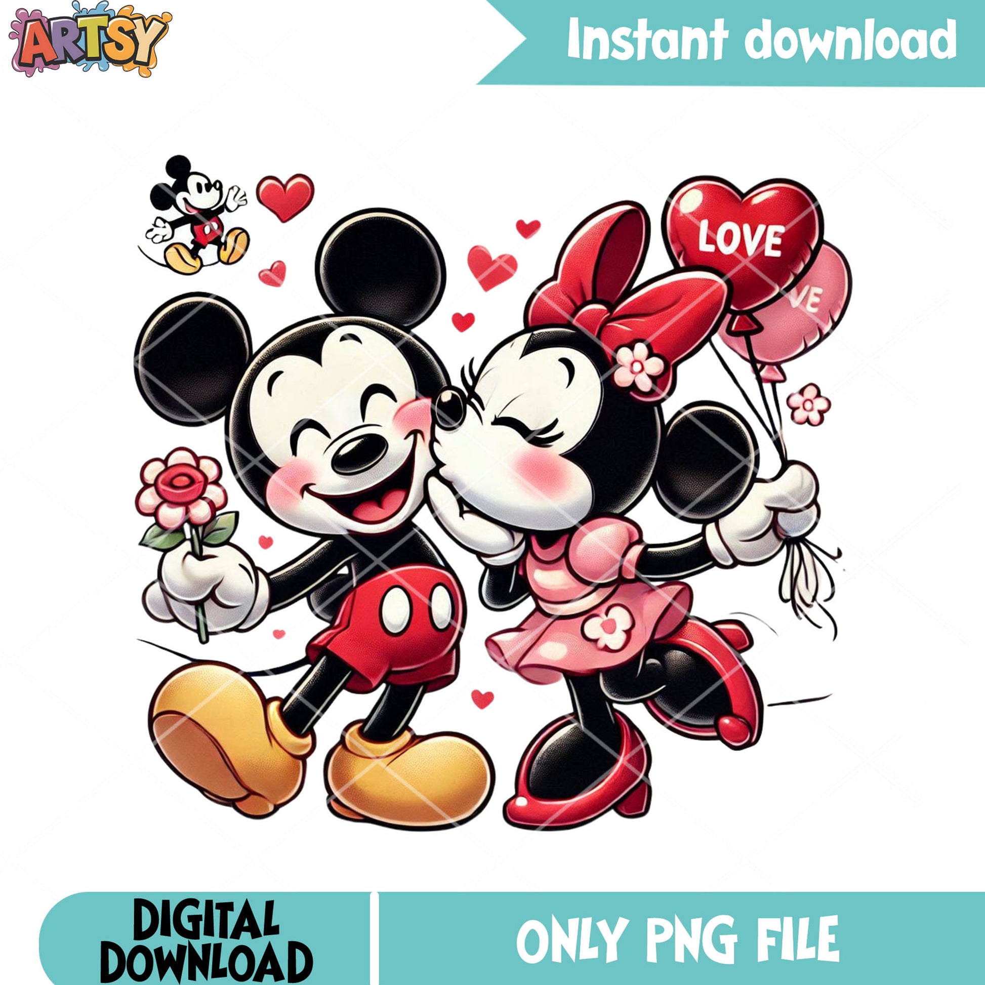 Valentine mickey and minnie png, valentine love png, disney valentine png