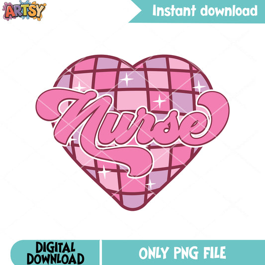 Valentine nurse vibes poster png, love vibes png, valentine heart png