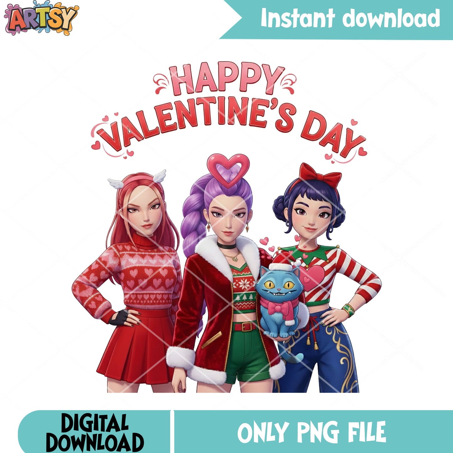 Valentine poster huntrix png, valentines vibes png, happy valentines png