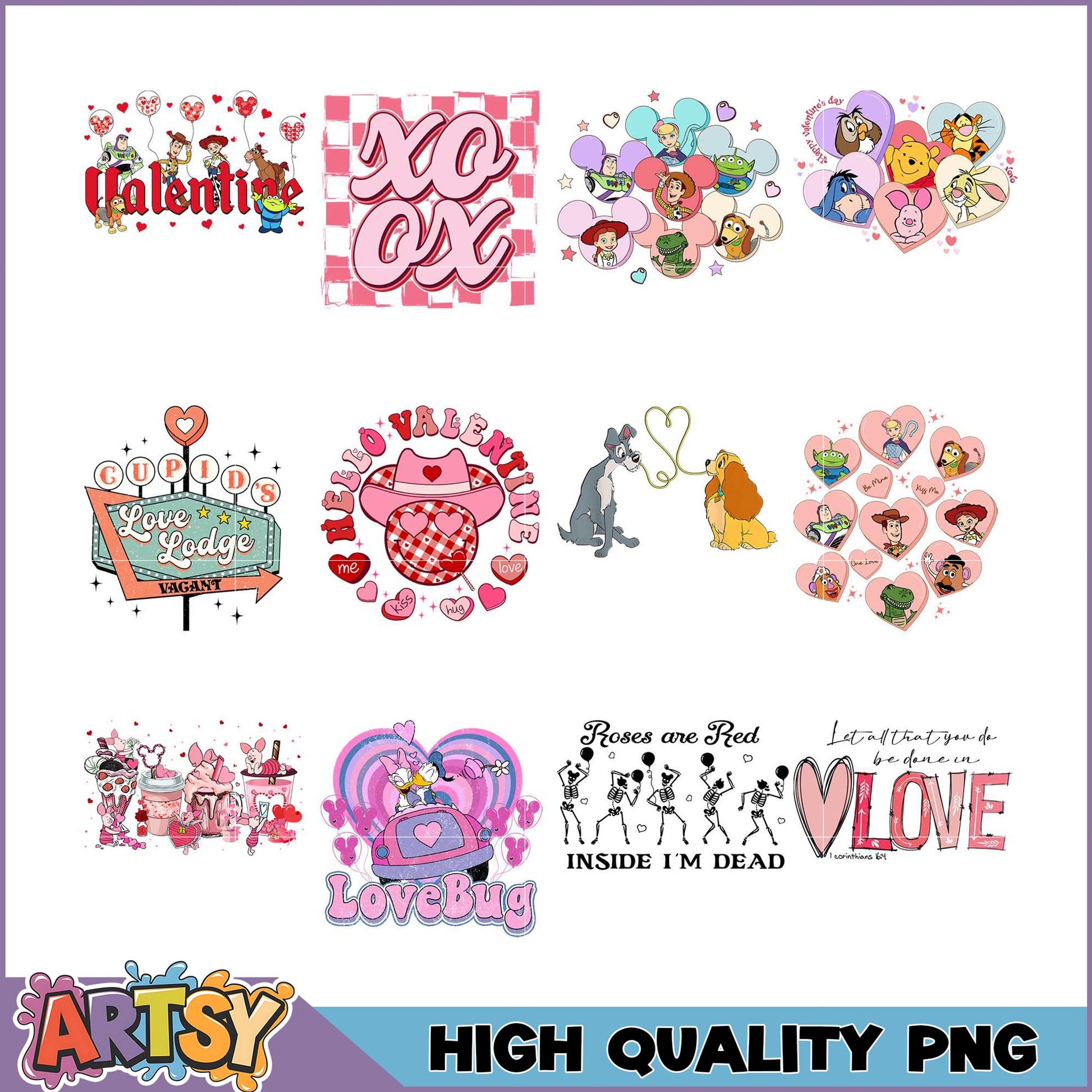 Valentines Day Disney PNG Bundle High Quality Images