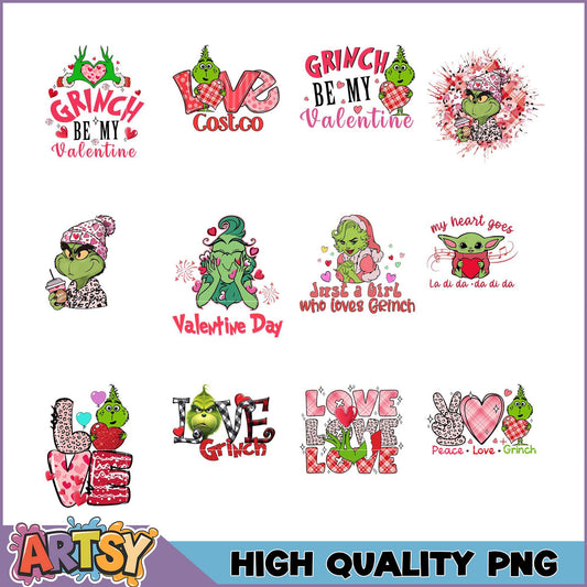 Valentines Day Grinch PNG Bundle High Quality Designs
