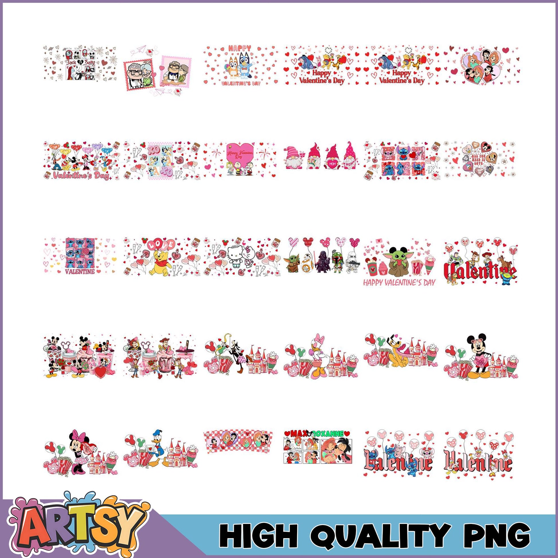 Valentines Day PNG Bundle Disney Characters