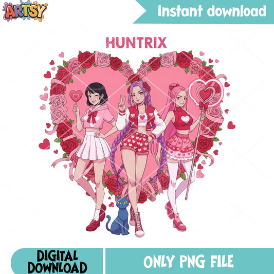 Valentines heart huntrix png, derpy tiger png, kpop demon hunters png