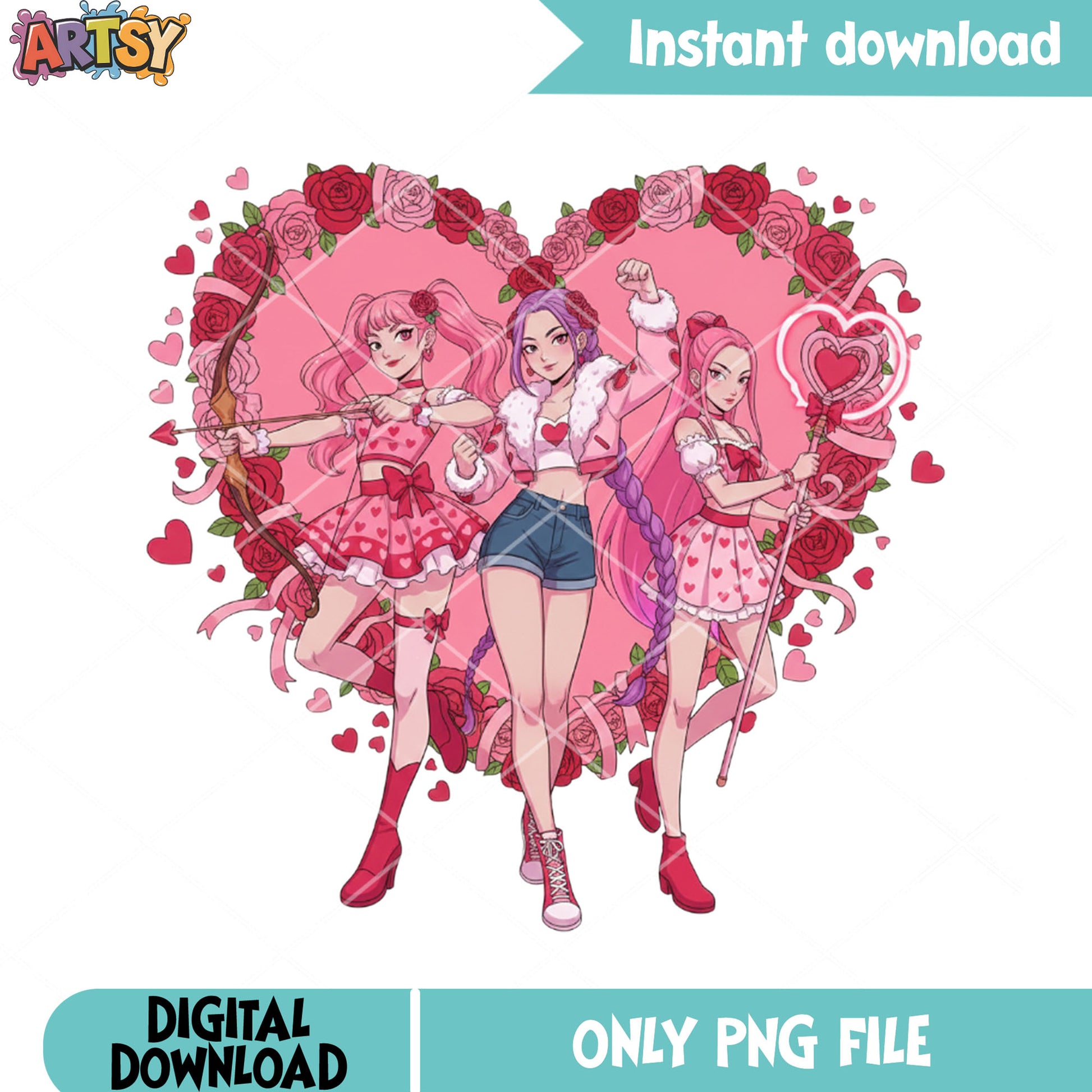 Valentines kpop hunter png, kpop movies png, kpop demon hunters png