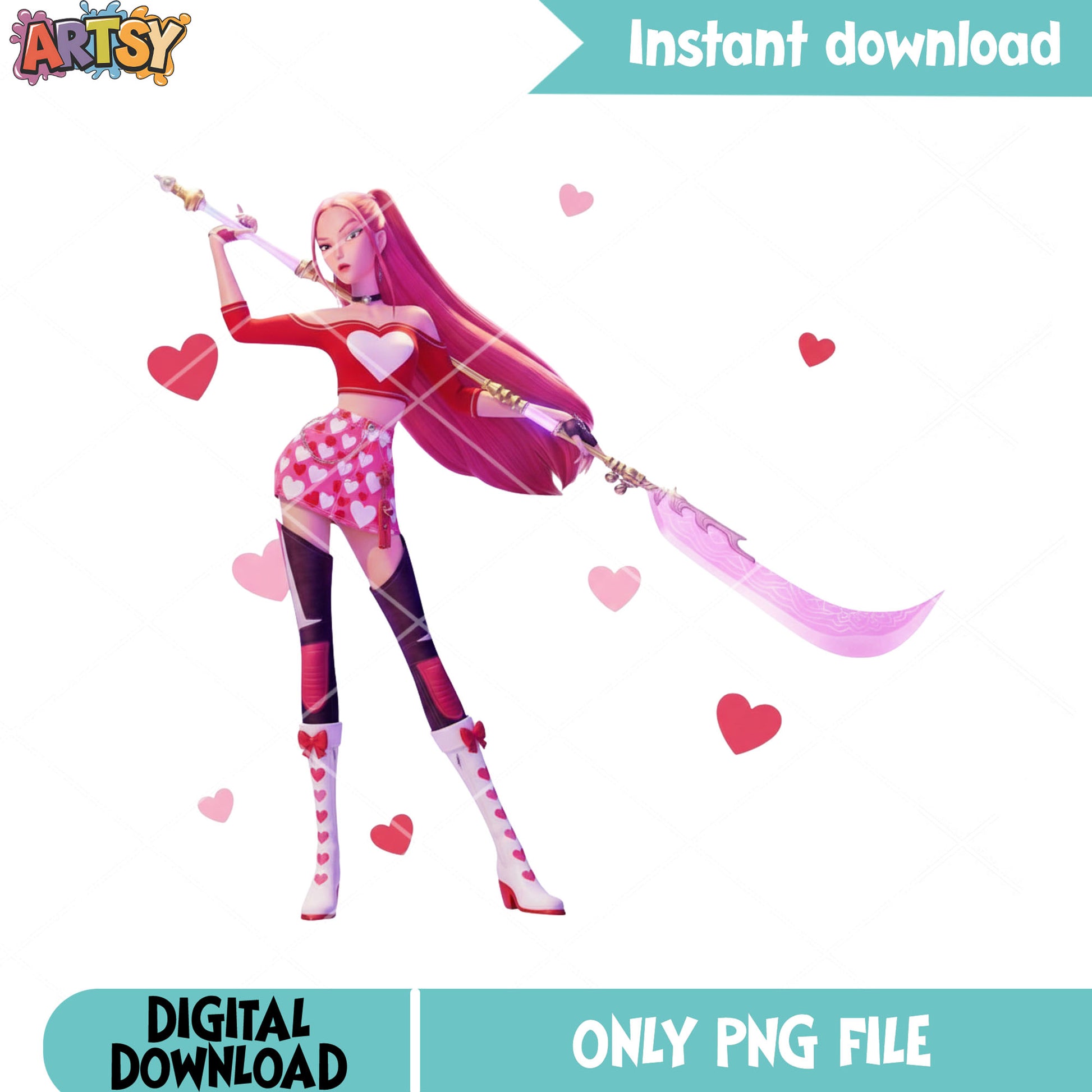 Valentines warrior mira png, valentines huntrix png, mira huntrix png