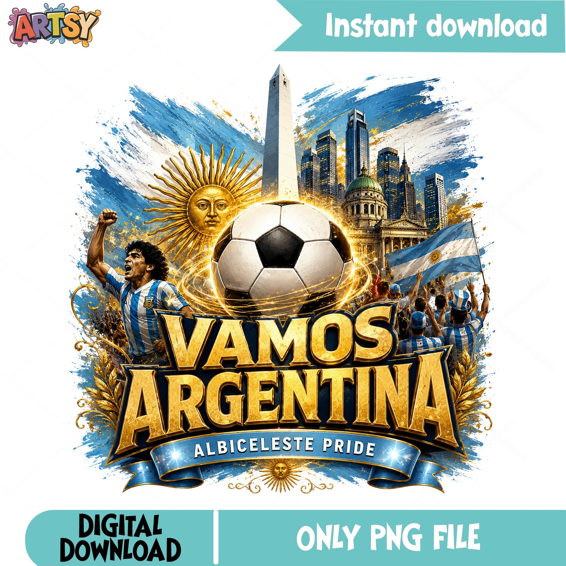 Vamos Argentina Soccer PNG, Albiceleste Pride PNG, Football PNG