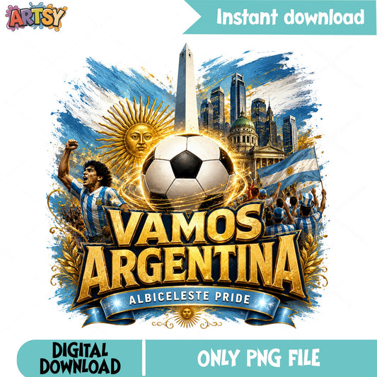 Vamos Argentina Soccer PNG, Albiceleste Pride PNG, Football PNG
