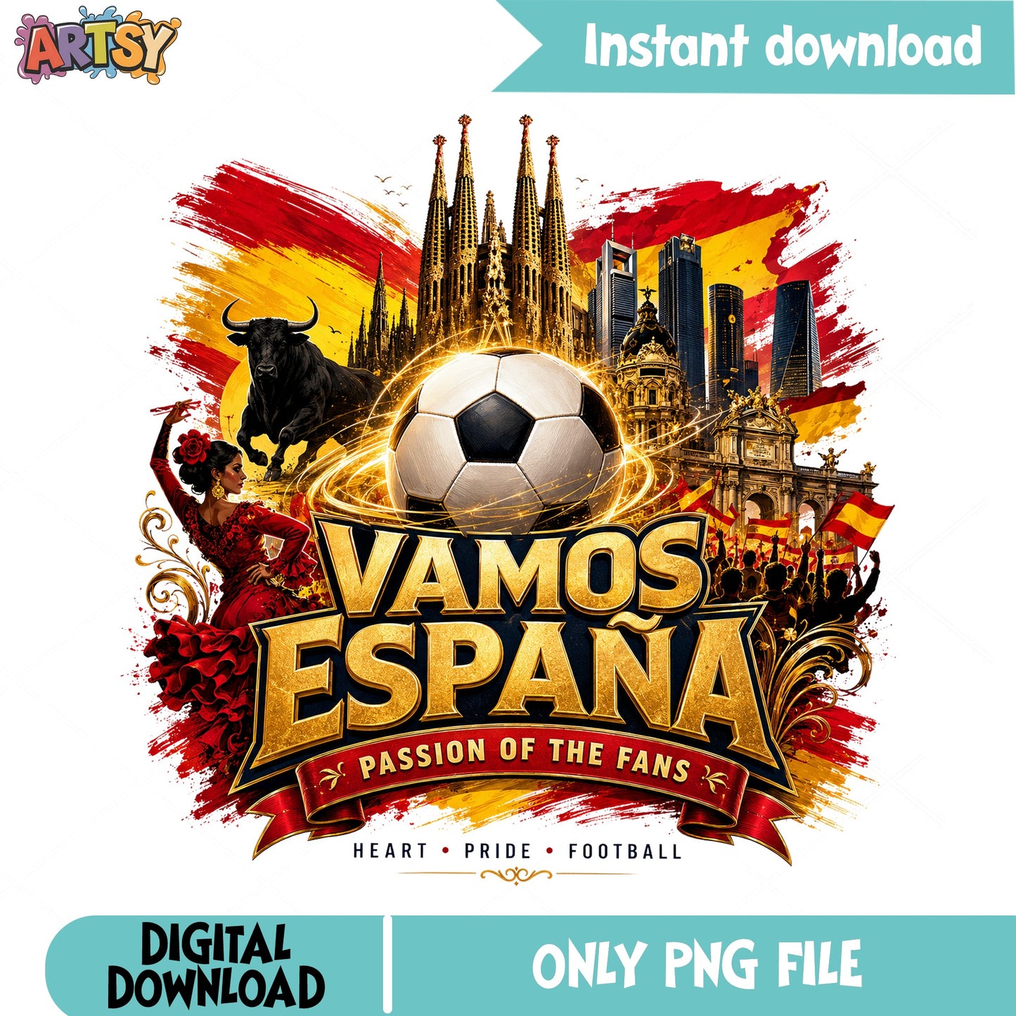 Vamos Espana Spain Soccer PNG, Football Fan Shirt PNG, Spain Pride PNG
