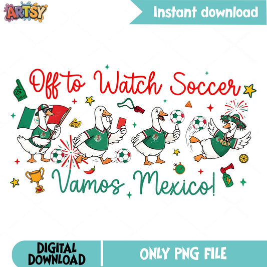 Vamos Mexico Soccer Duck PNG, Mexico Football PNG, Funny Duck PNG