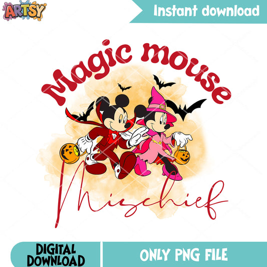 Vampire costume mickey png, scary bats png, witch costume png