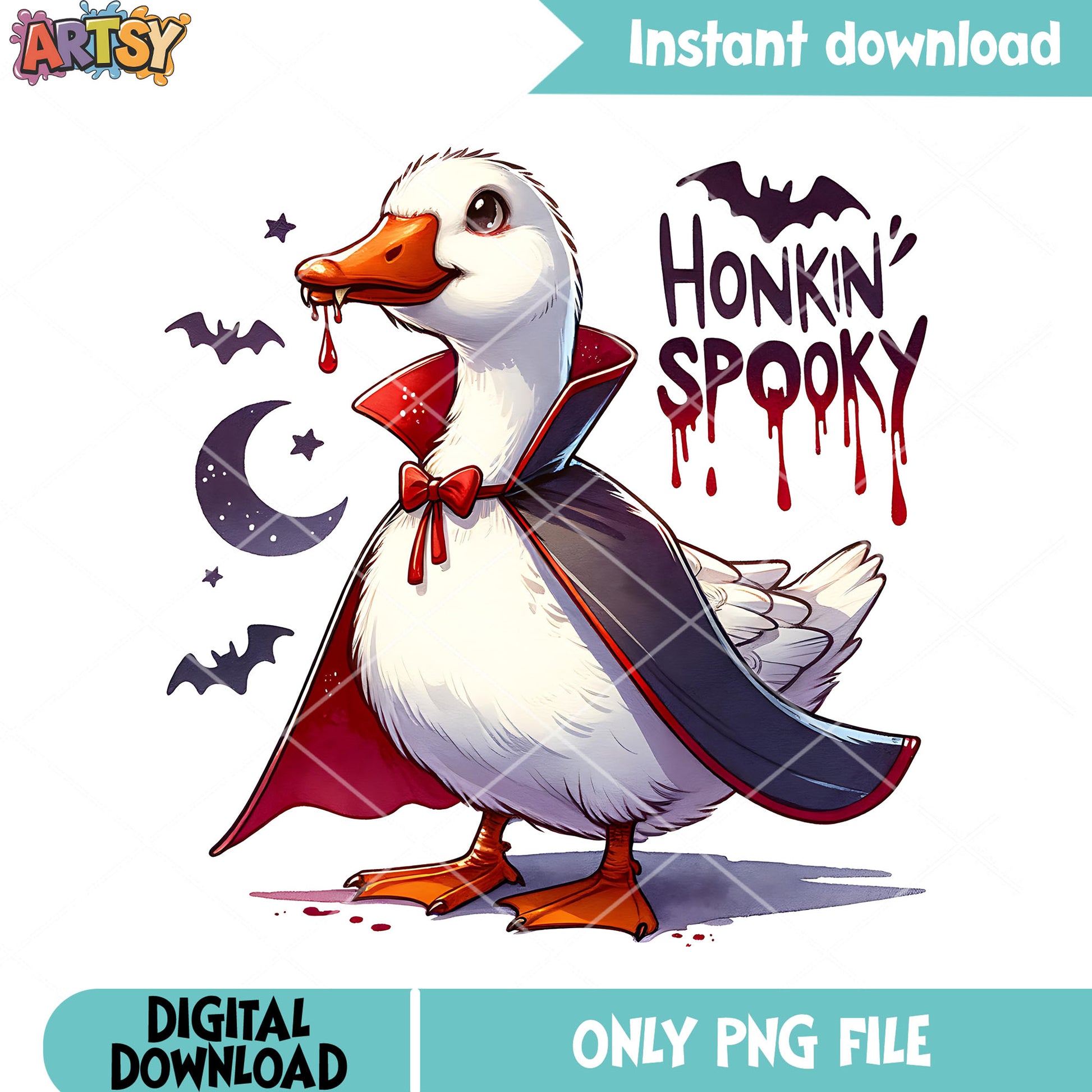 Vampire duck scary bats png, cresent moon png, halloween scary png