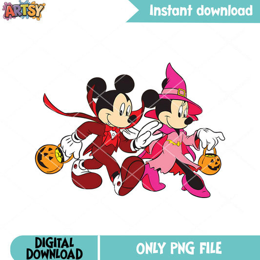 Vampire mickey png, Minnie witch costume png, disney halloween png