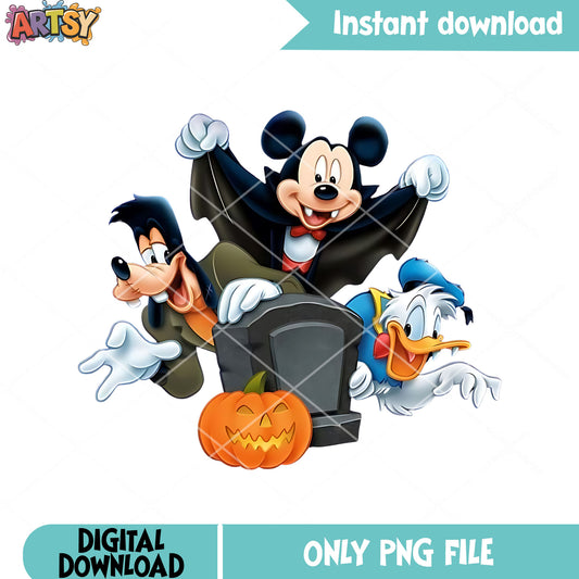 Vampire mickey png, wicker pumpkin png, disney character png