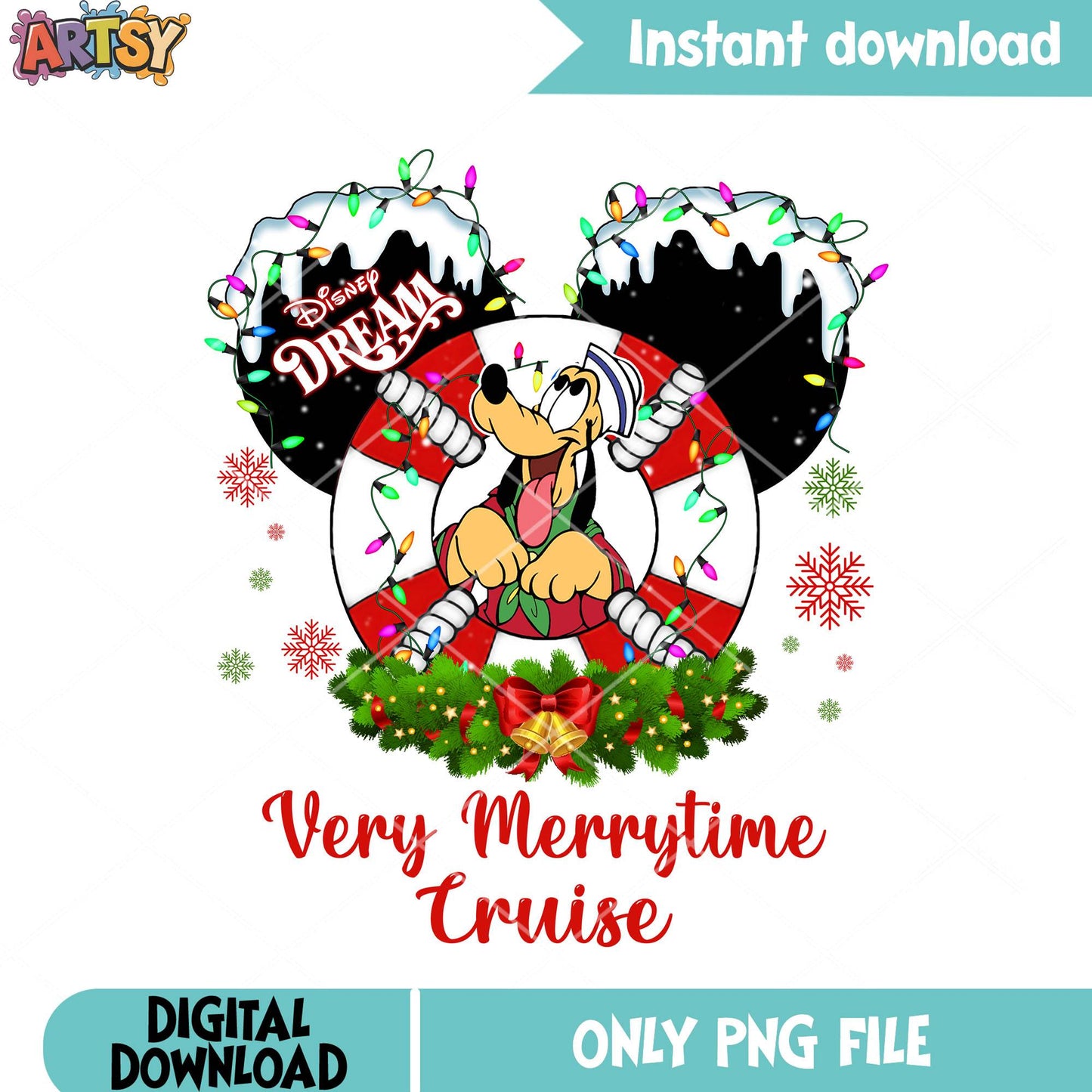 Very merrytime cruise png, goofy png, christmas vibes png