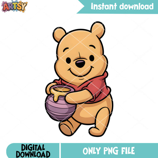 Vibes honey bear png, baby pooh png, winnie the pooh png