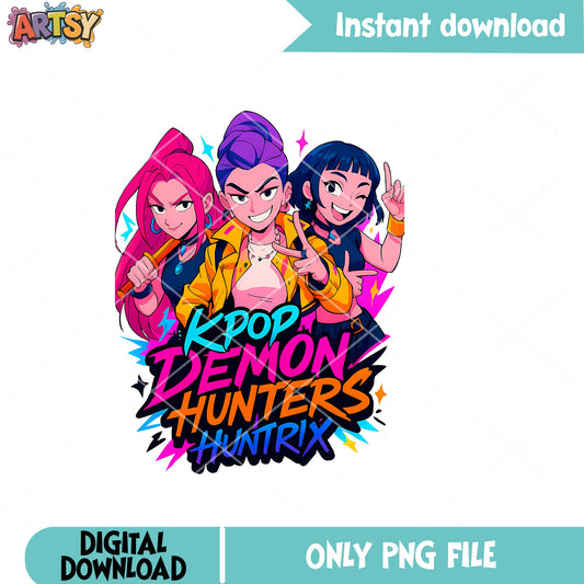 Vibrant band huntrix png, kpop demon hunters png, kpop huntrix png