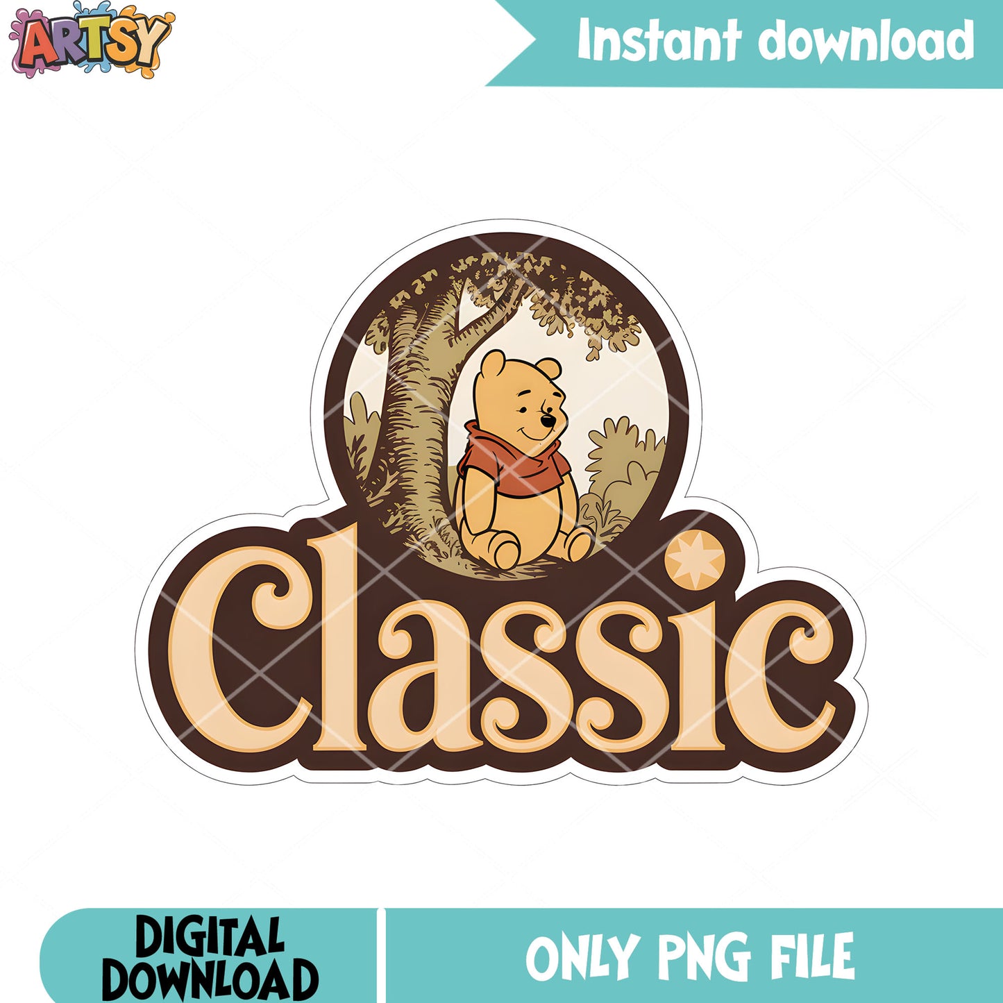 Vintage pooh poster bear png, vintage pooh png, cute pooh bear png