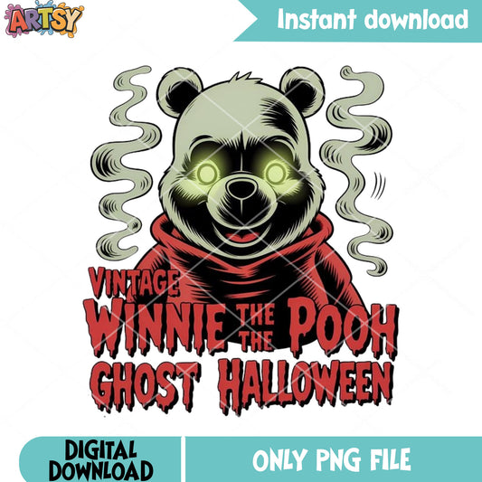 Vintage winnie pooh ghost hallowen png, disney png, scary halloween png