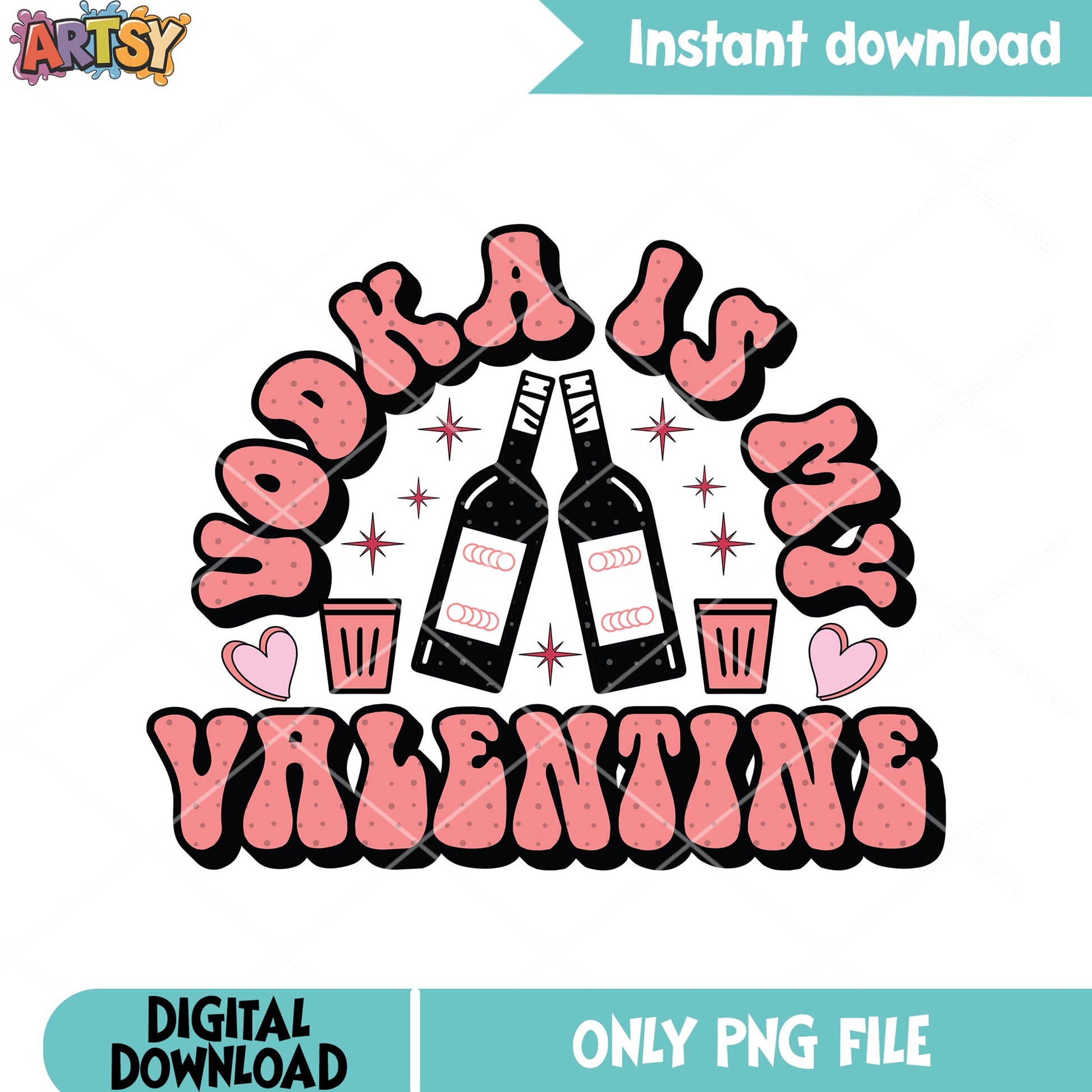 Vodka poster valentine png, valentines wine png, valentine day png