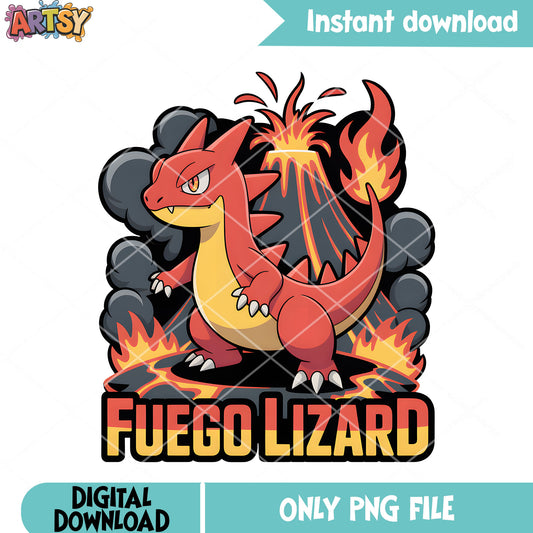 Volcano lizrad pokemon png, volcano pokemon card​ png, pokemon fuego png