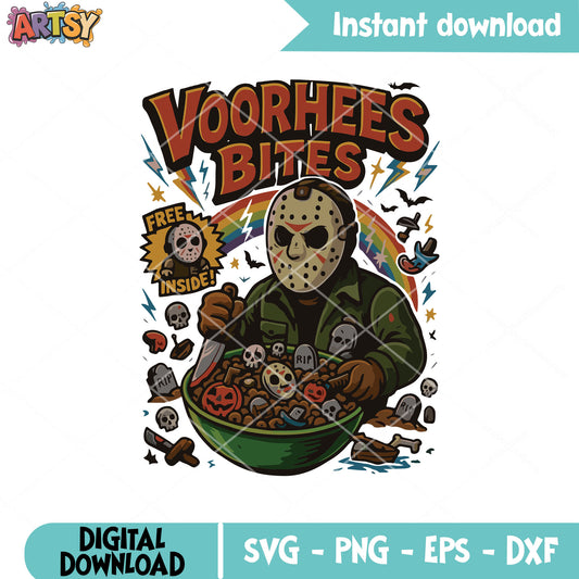 Voorhees bites free inside svg, jason voorhees mask​ svg