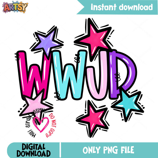 WWJD PNG, Christian Inspirational Design PNG, Stars PNG