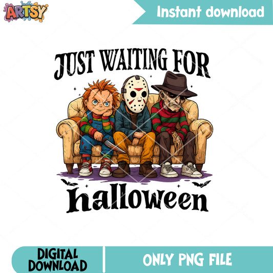 Waiting for halloween png, horror movie png, horror halloween png
