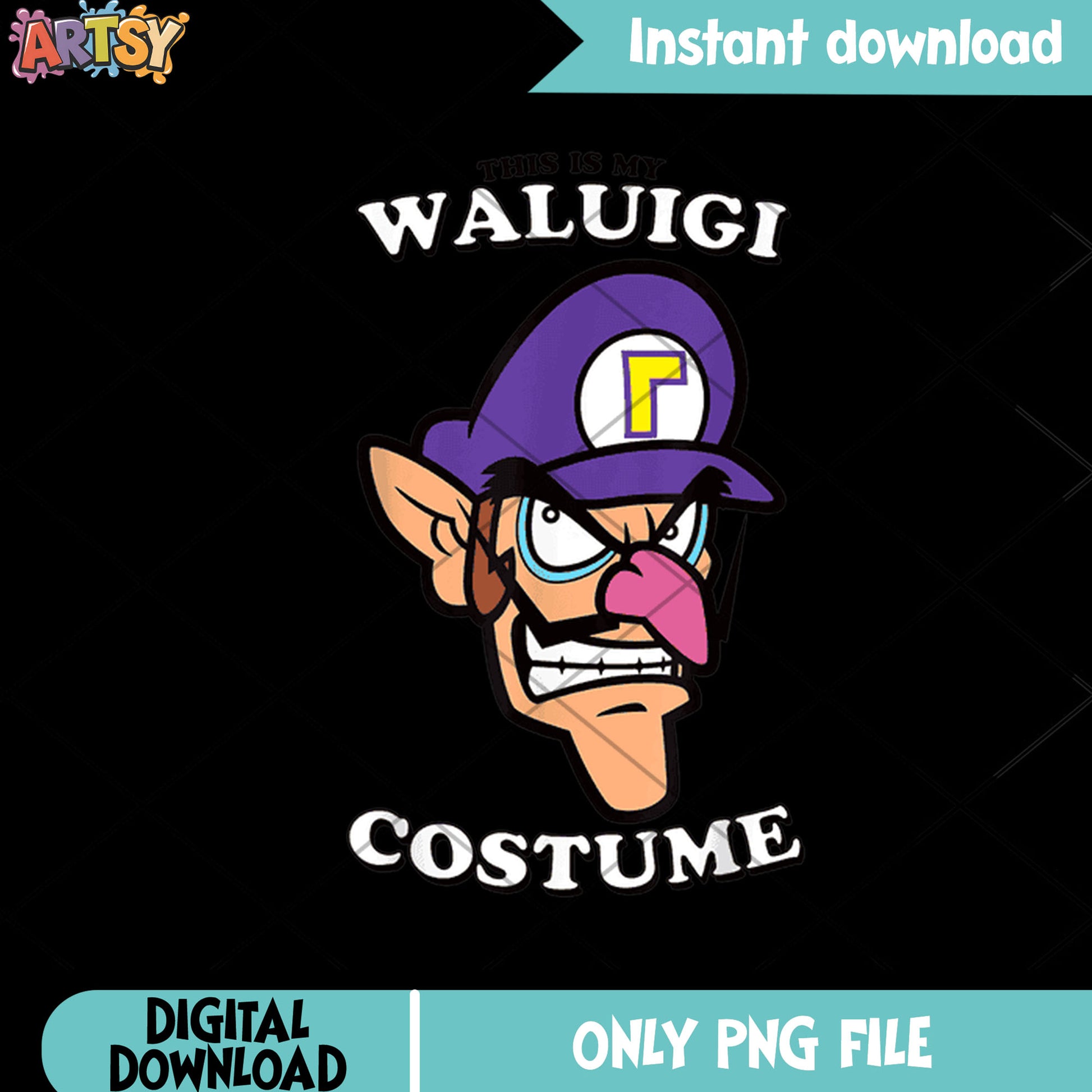 Waluigi mustard costume png, nintendo art png, mario video game png