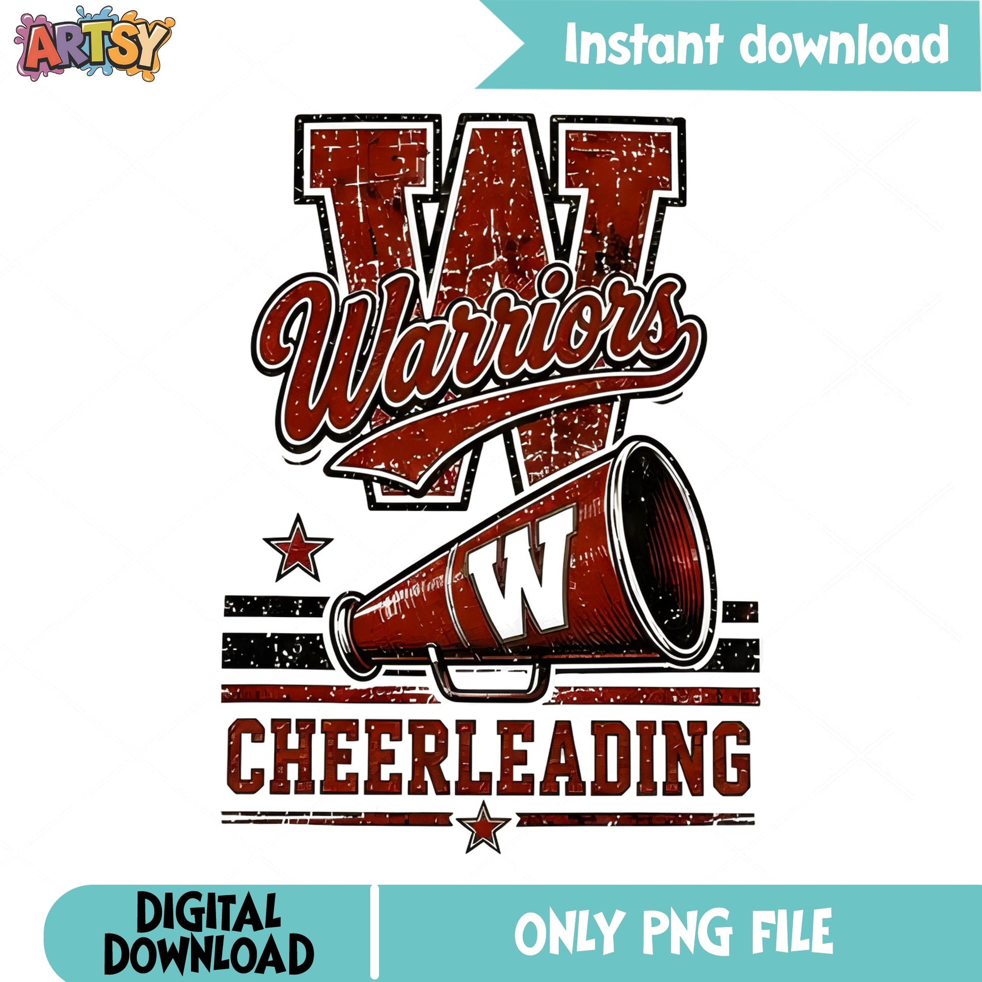 Warriors Cheerleading PNG, Cheer Megaphone PNG, School Spirit PNG