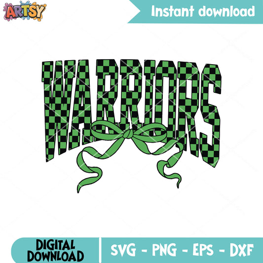 Warriors green bow svg, nba warriors​ svg, game day svg
