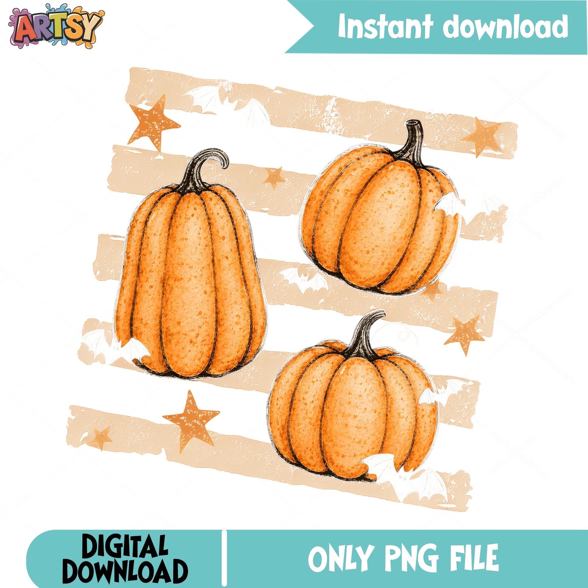 Watercolor Pumpkin PNG, Fall Halloween Pumpkin, Autumn PNG