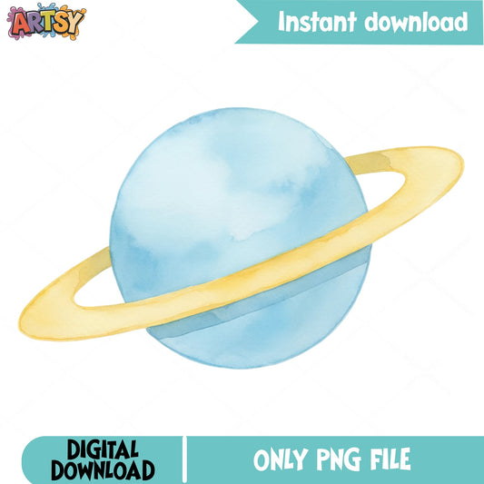 Watercolor Saturn Planet PNG, Space Clipart, Galaxy PNG