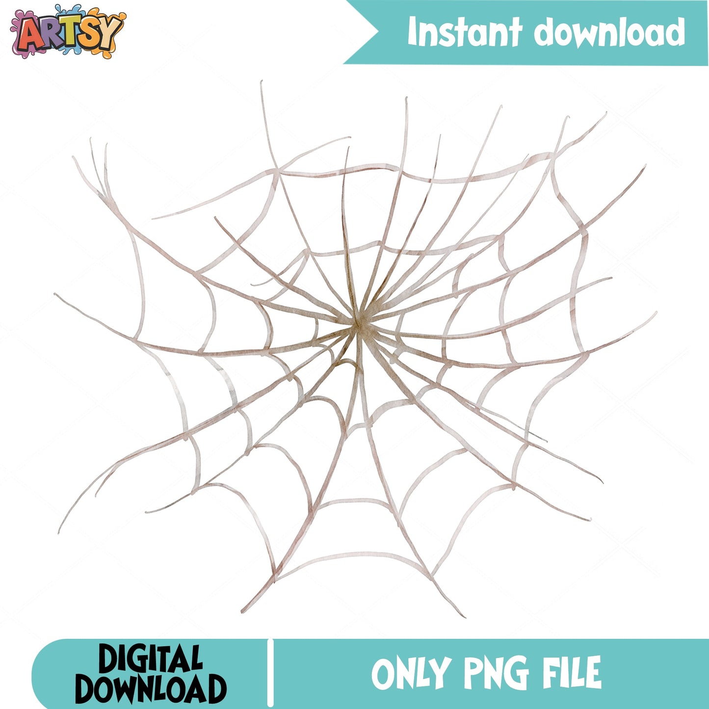 Watercolor Spider Web PNG, Halloween Clipart PNG, Spiderweb PNG