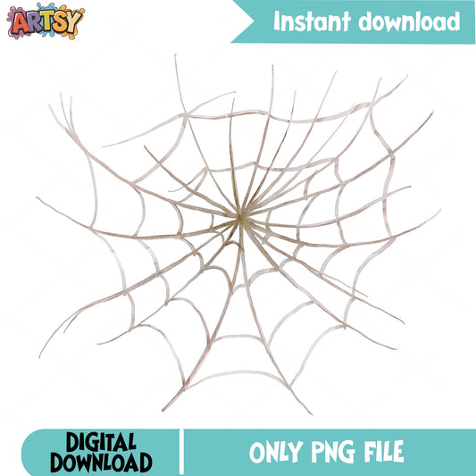 Watercolor Spider Web PNG, Halloween Clipart PNG, Spiderweb PNG