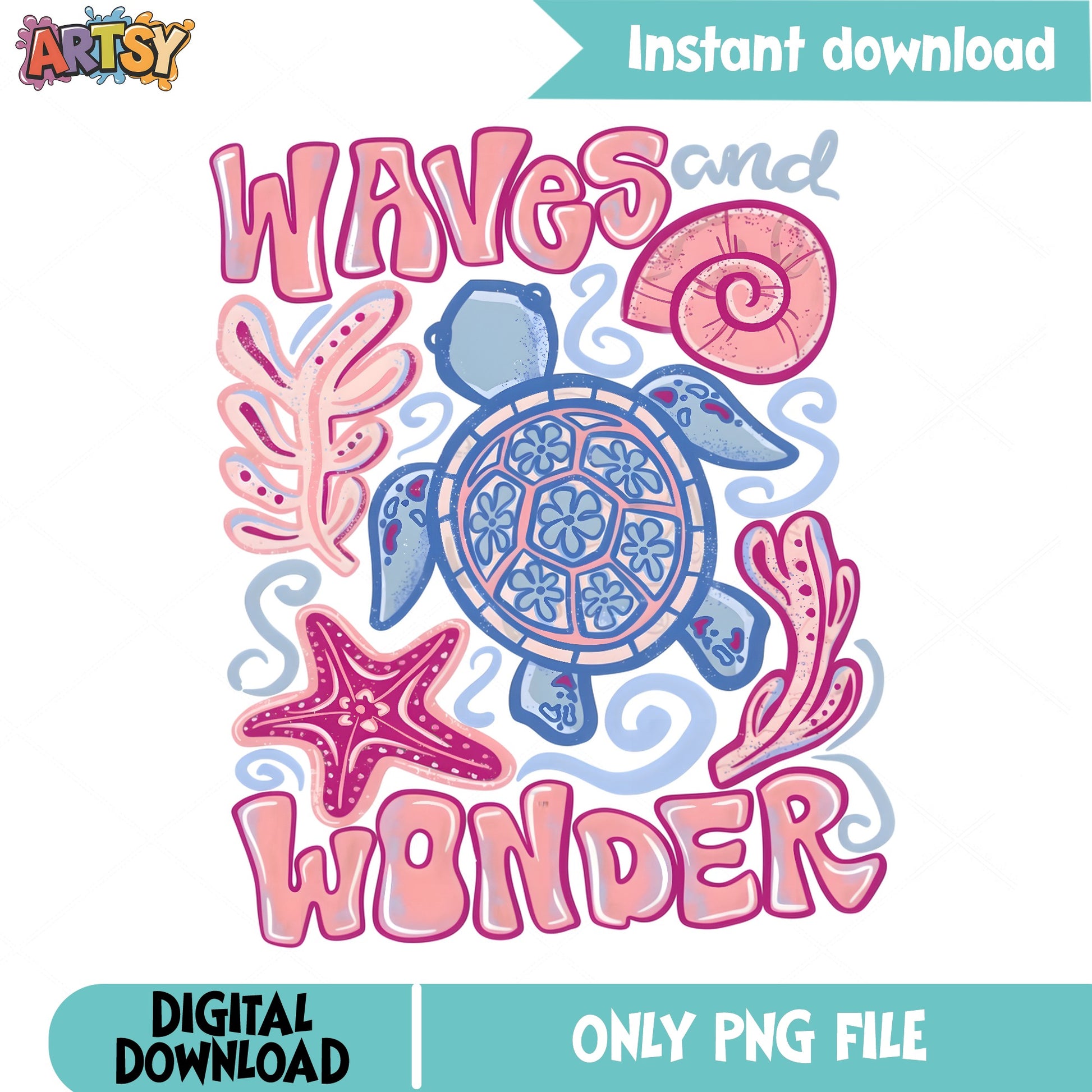 Waves And Wonder Sea Turtle PNG, Ocean Life PNG, Beach PNG