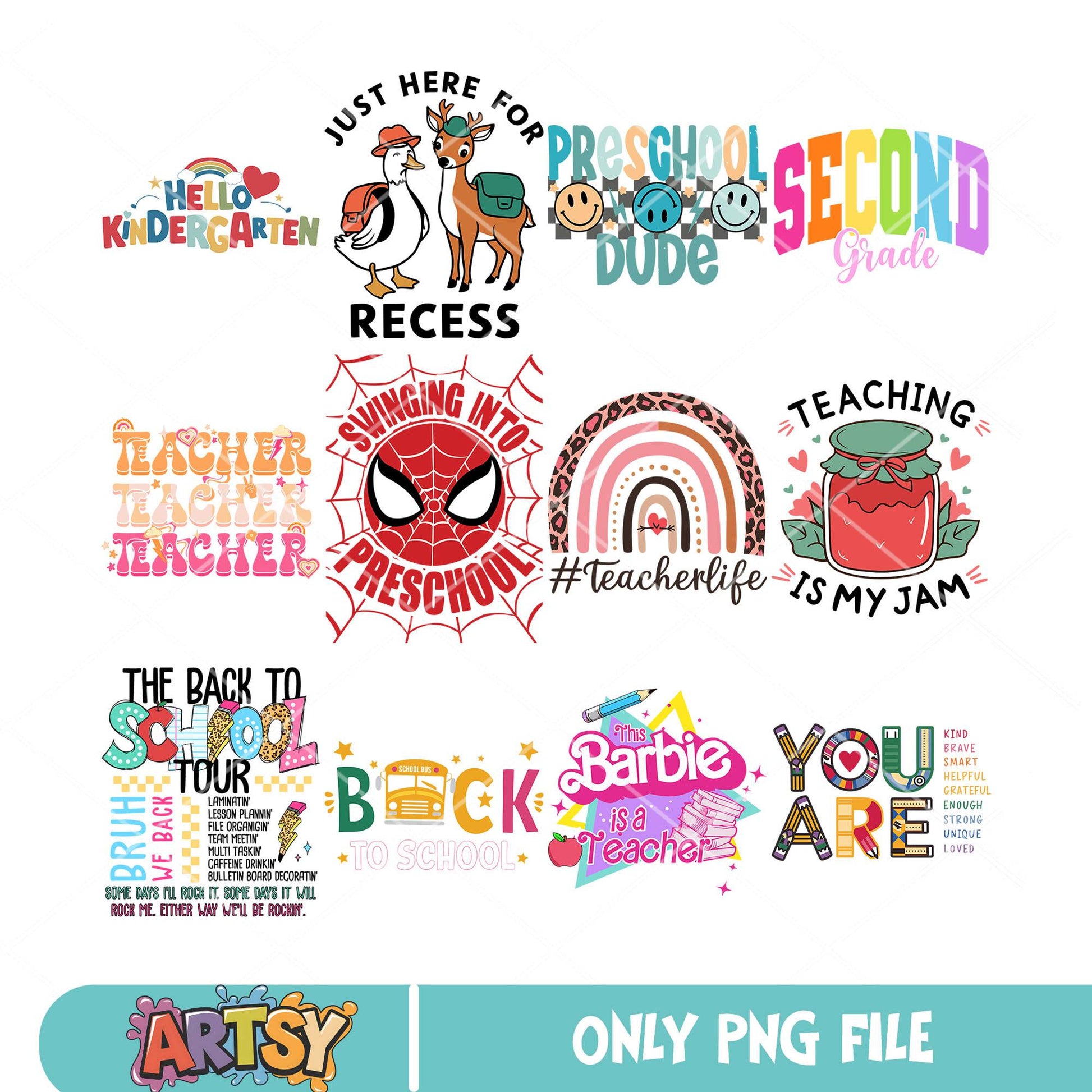 Welcome back to school png bundle, back to school png, bus school png