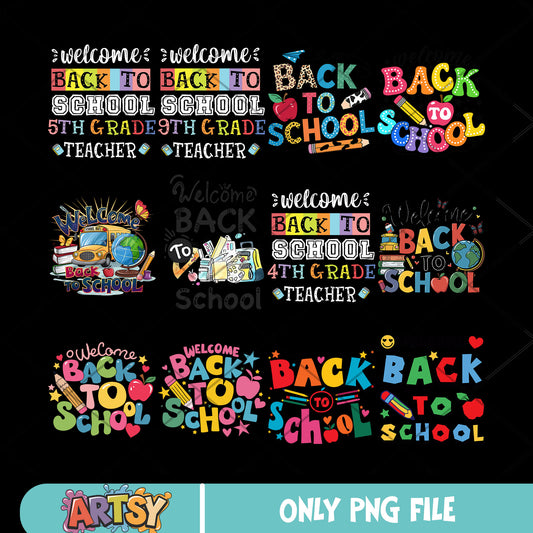 Welcome back to school png bundle