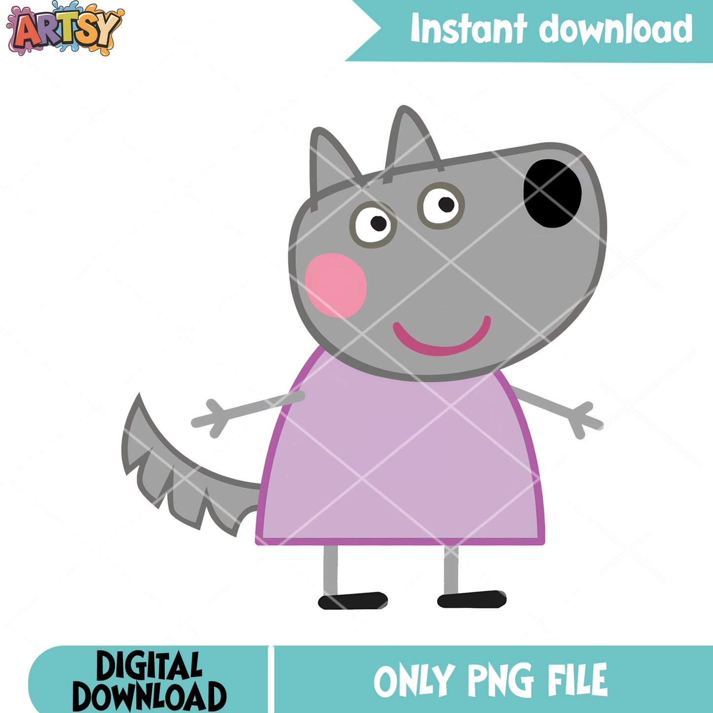 Wendy Wolf png, cartoon for kids png, peppa pig show png